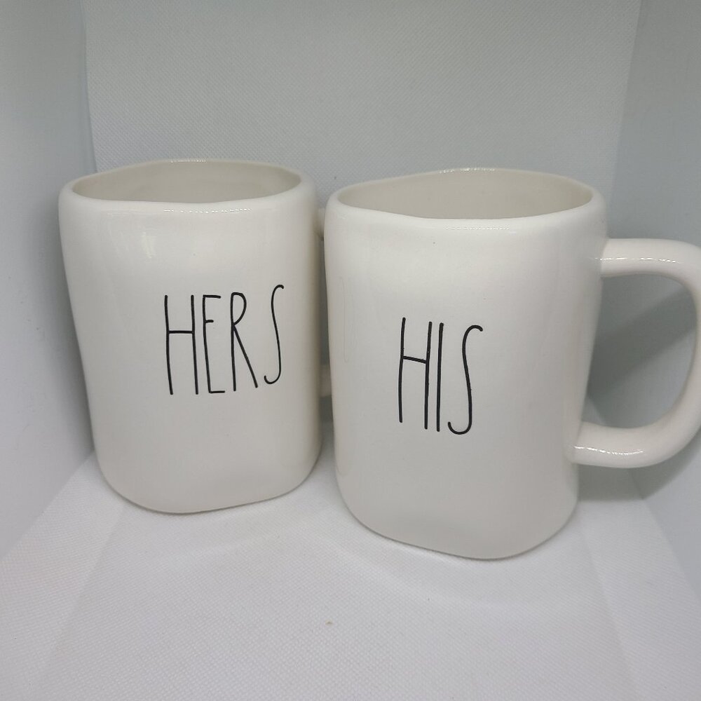 Rae Dunn Artisan Collection HER & HIS Mug Set White Black by Magenta 189